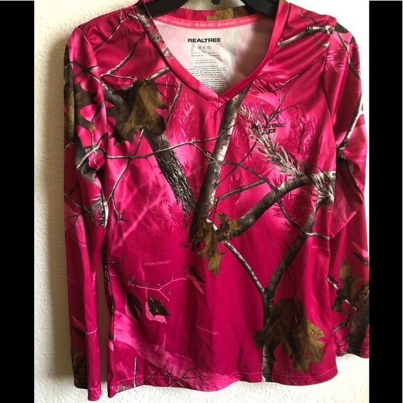 RealTree Pink Women’s Long Sleeve Shirt - Picture 1 of 5